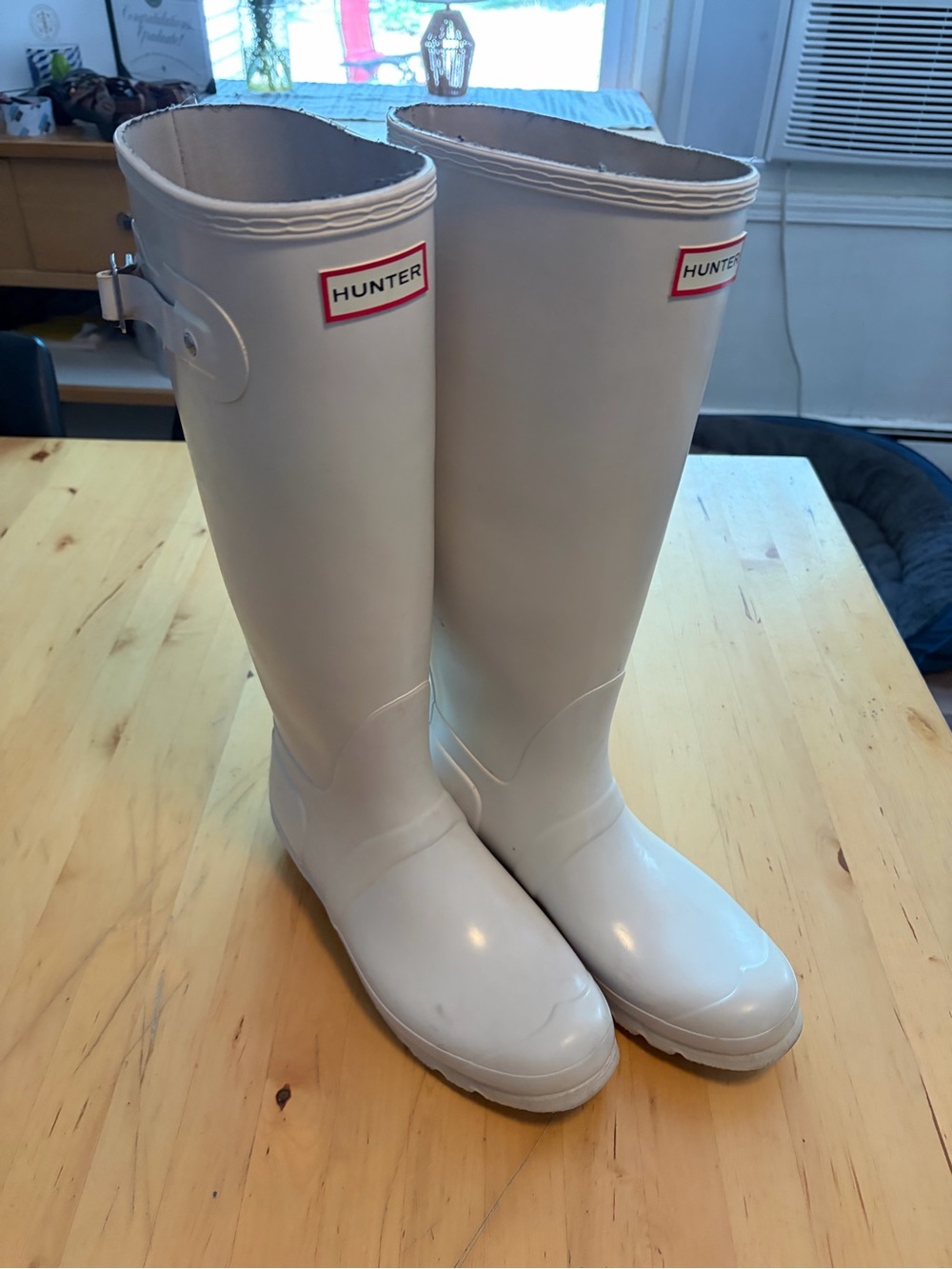 Hunter White Tall Gloss Rain Boots